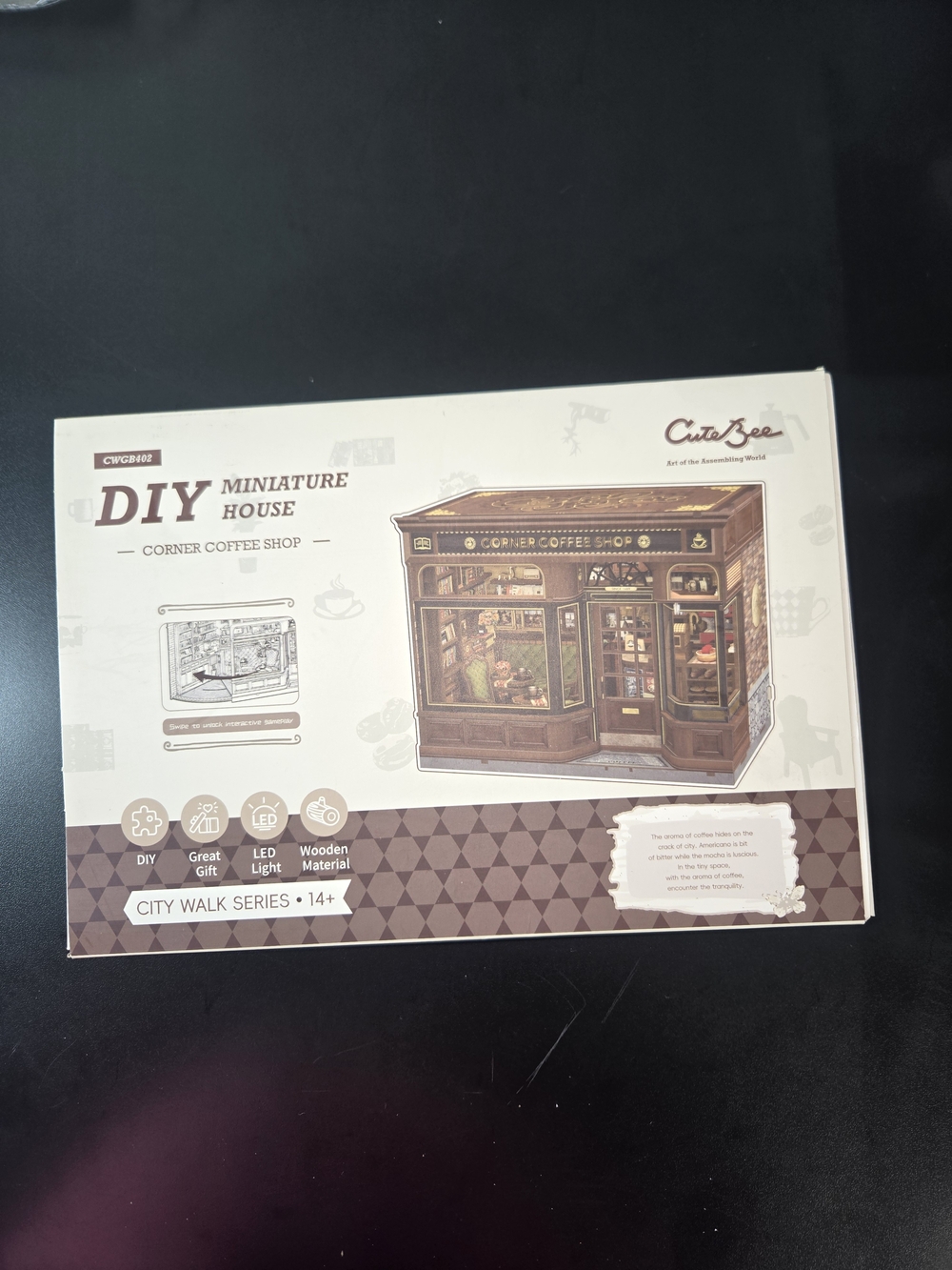 DIY Miniature Corner Coffee Shop Building Set - Brown